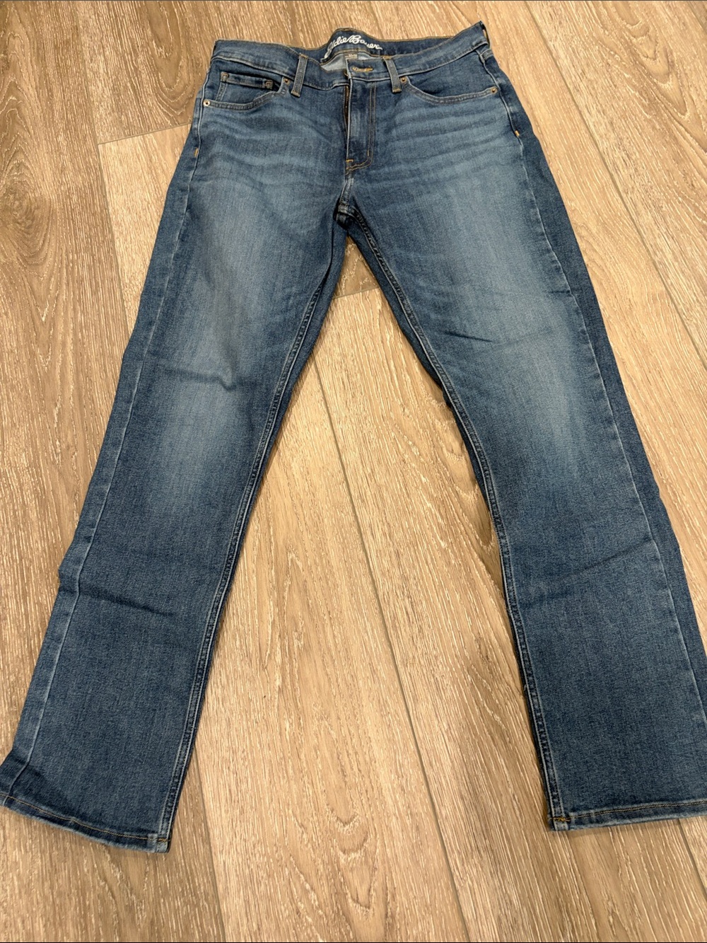 Eddie Bauer Men's Straight Jeans in Medium Blue Denim